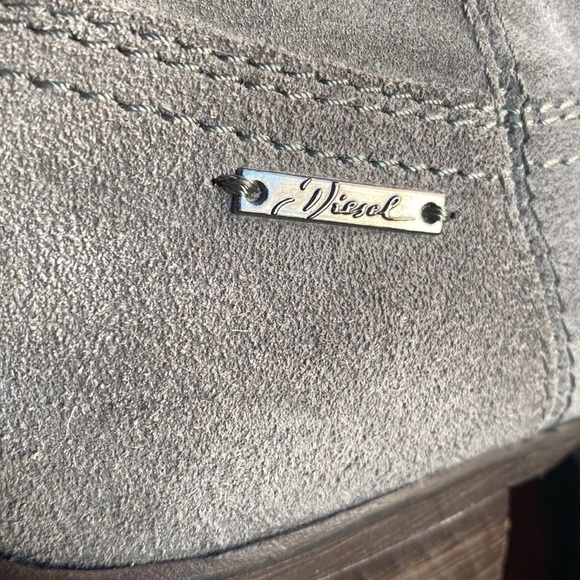 Vintage DIESEL Grey Suede Cowboy Boot Coastal Cowgirl Western Pull-On Size 7 - Picture 3 of 14